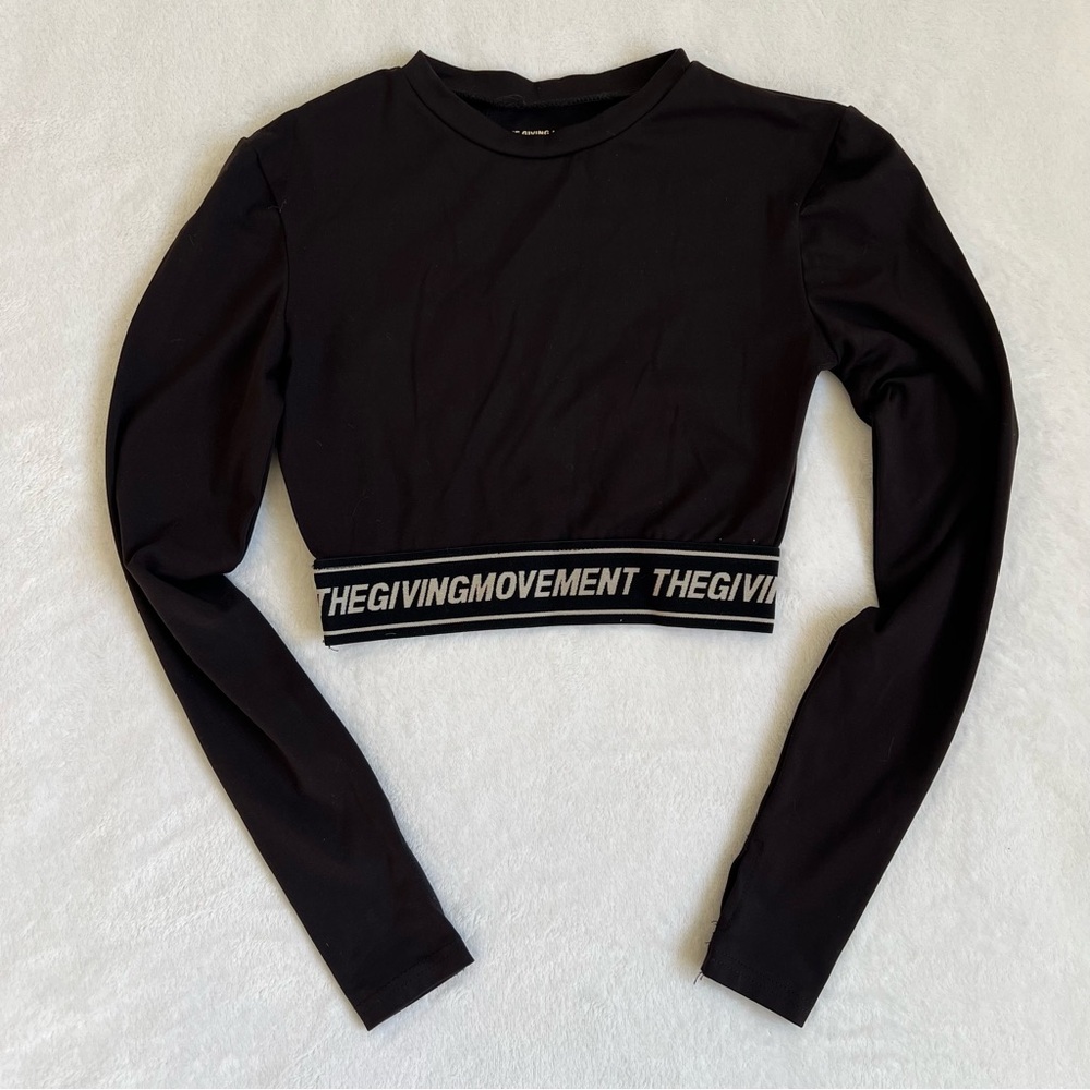 The Giving Movement Black Softskin100 Crop Top Small Thumb Holes